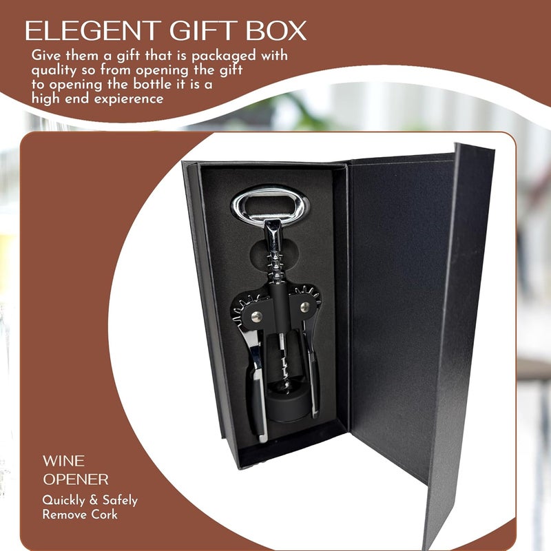 Wine Chic The Heavy Duty Winged Wine Opener, Durable Corkscrew Wine Opener in Elegant Gift Box, Easy to Use Wine Bottle Opener for Effortless Wine Opening - Image 4